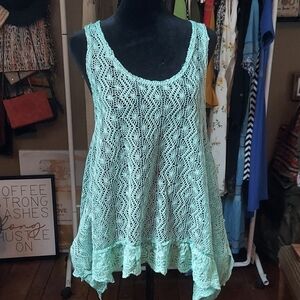 Simply Noelle Mesh Top with Lace Trim